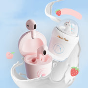 Y05 Cartoon Water Cup Shape Bluetooth Earphones Semi-in-ear HD Call Wireless Bluetooth Earphones(White)