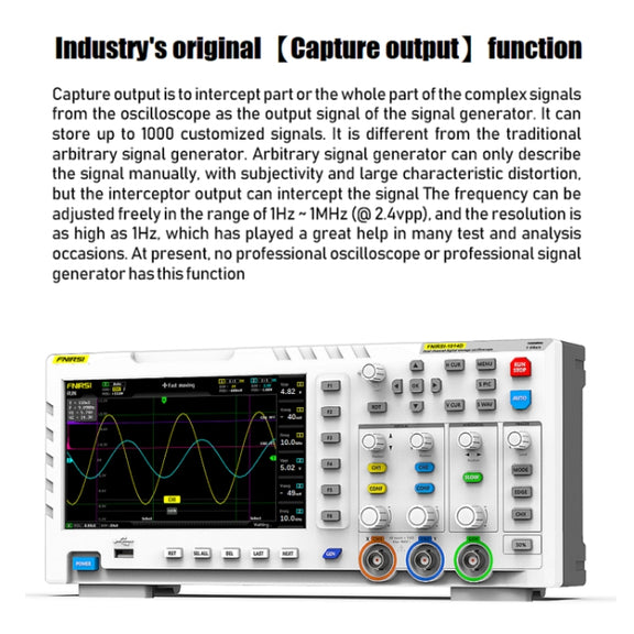 FNIRSI 1014D +P4100 Probe 2 in 1 Dual-channel 100M Bandwidth Digital Oscilloscope 1GS Sampling Signal Generator, US Plug