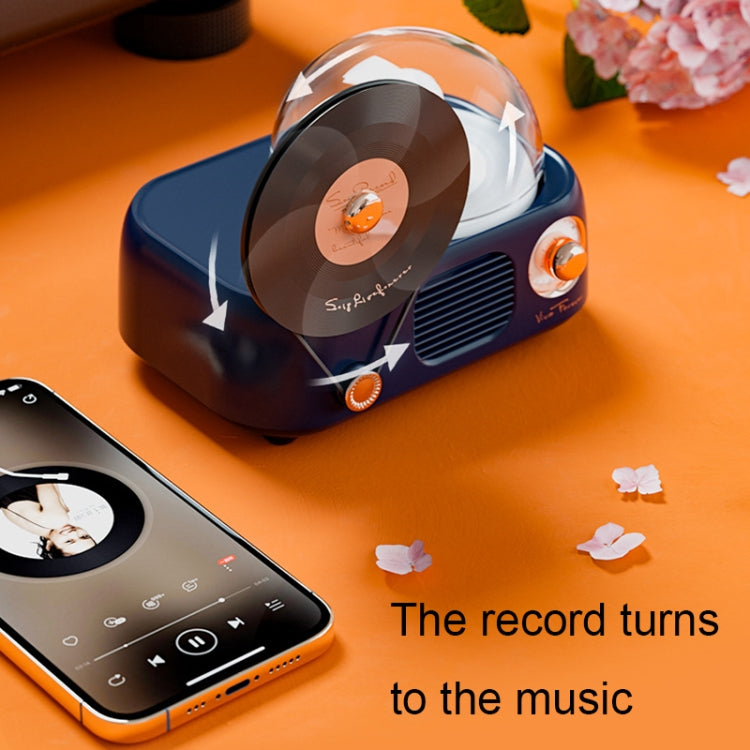 Y02 Retro Vinyl Record Player Wireless Bluetooth Speaker Ambient Light Aromatherapy Bluetooth Audio(Blue)