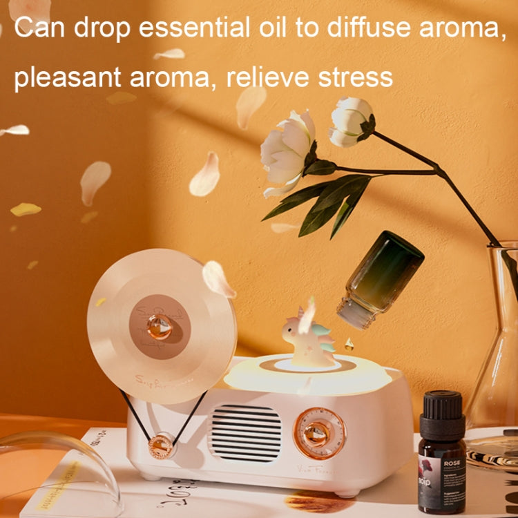 Y02 Retro Vinyl Record Player Wireless Bluetooth Speaker Ambient Light Aromatherapy Bluetooth Audio(Green)