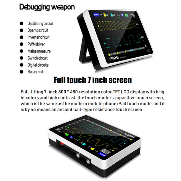 FNIRSI 1013D 1GS Sampling Dual Channel 100M Bandwidth Digital Oscilloscope, US Plug(English)