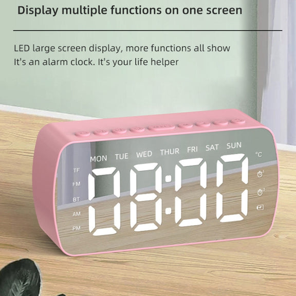 Q5 Outdoor Portable Card Bluetooth Speaker Small Clock Radio, Color: Black 1400mAh