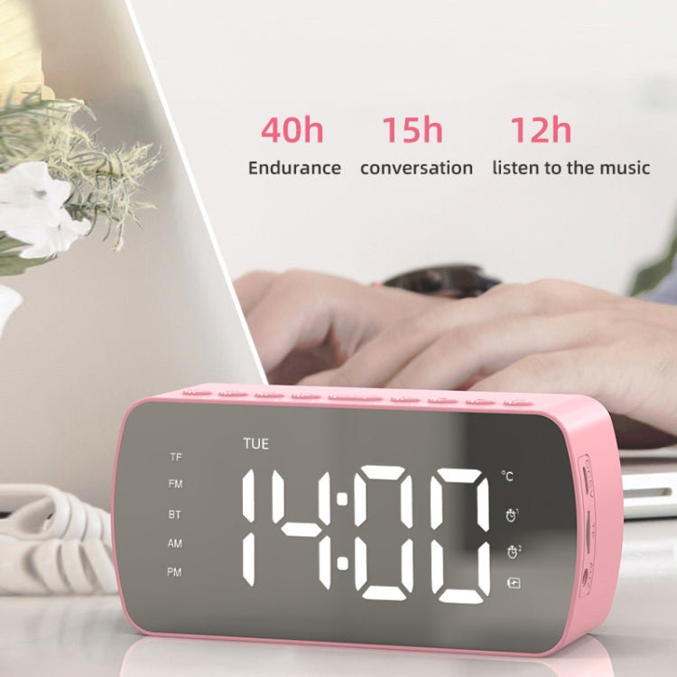 Q5 Outdoor Portable Card Bluetooth Speaker Small Clock Radio, Color: White 1400mAh