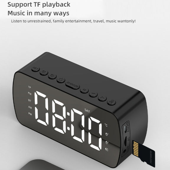Q5 Outdoor Portable Card Bluetooth Speaker Small Clock Radio, Color: Black 1400mAh