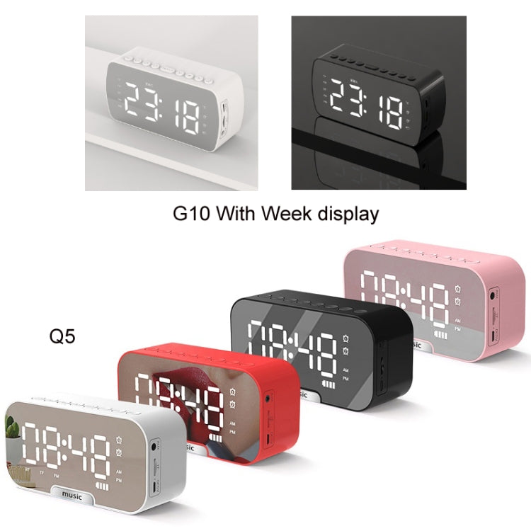 Q5 Outdoor Portable Card Bluetooth Speaker Small Clock Radio, Color: White 1400mAh