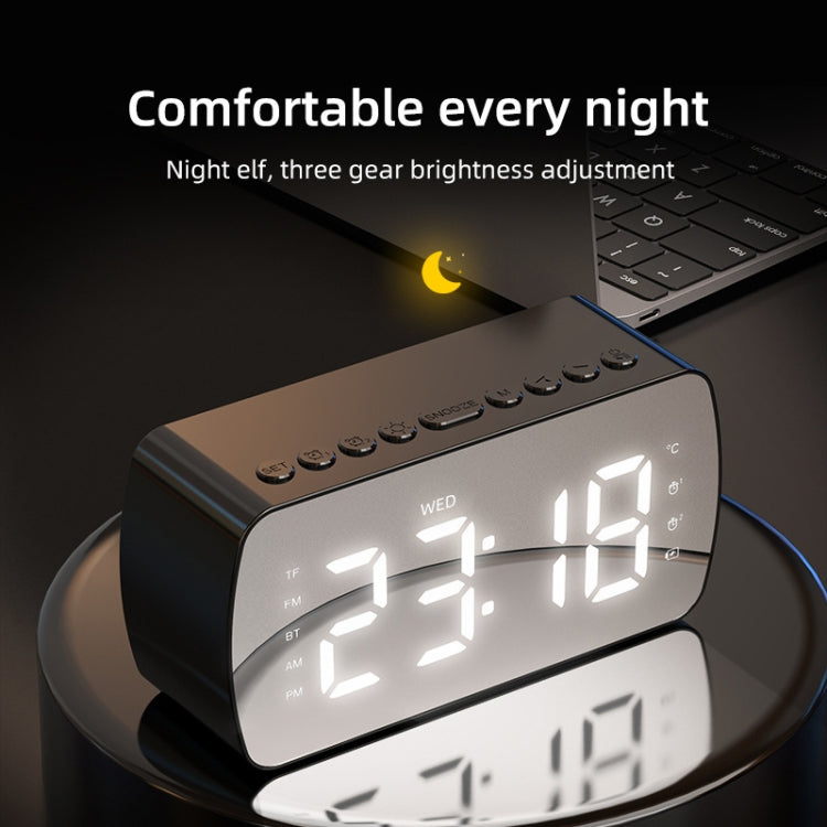 Q5 Outdoor Portable Card Bluetooth Speaker Small Clock Radio, Color: White 1400mAh