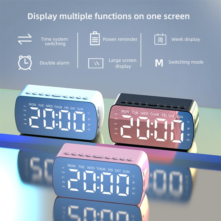 Q5 Outdoor Portable Card Bluetooth Speaker Small Clock Radio, Color: Black 1400mAh
