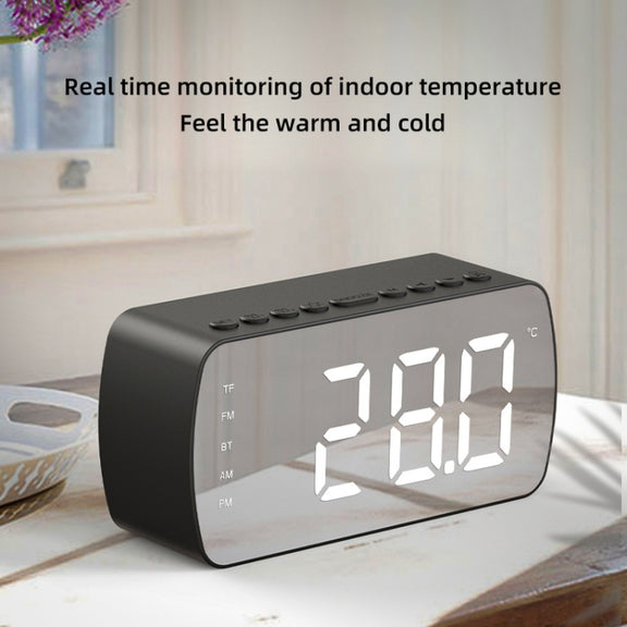 Q5 Outdoor Portable Card Bluetooth Speaker Small Clock Radio, Color: White 1400mAh