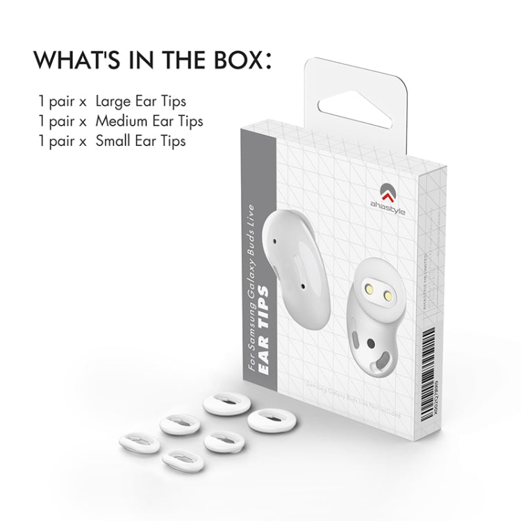 For Samsung Galaxy Buds Live AhaStyle PT132 S+M+L Silicone Earbud(White)