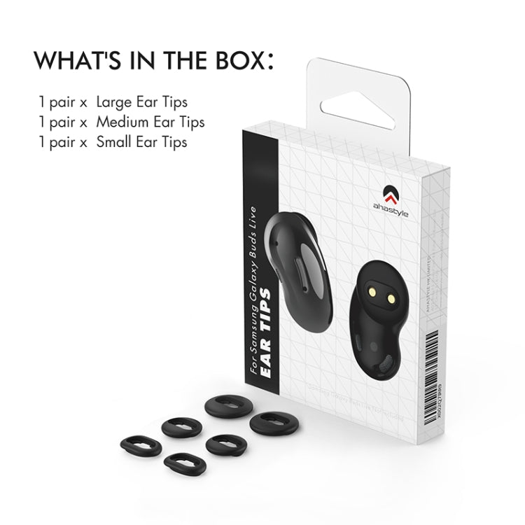 For Samsung Galaxy Buds Live AhaStyle PT132 S+M+L Silicone Earbud(Black)