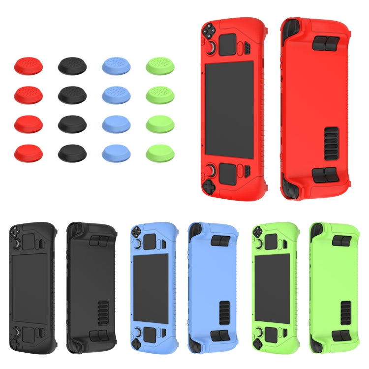 For Steam Deck Game Controller Soft Silicone Protective Cover Case With 4pcs Key Cap(Luminous Green)