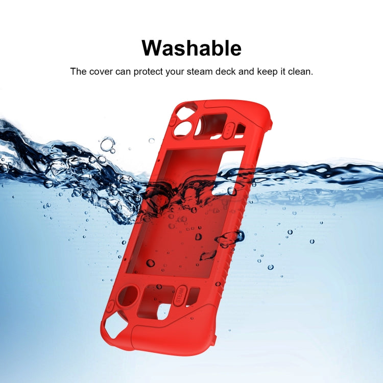 For Steam Deck Game Controller Soft Silicone Protective Cover Case With 4pcs Key Cap(Luminous Green)