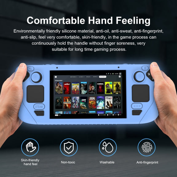 For Steam Deck Game Controller Soft Silicone Protective Cover Case With 4pcs Key Cap(Red)