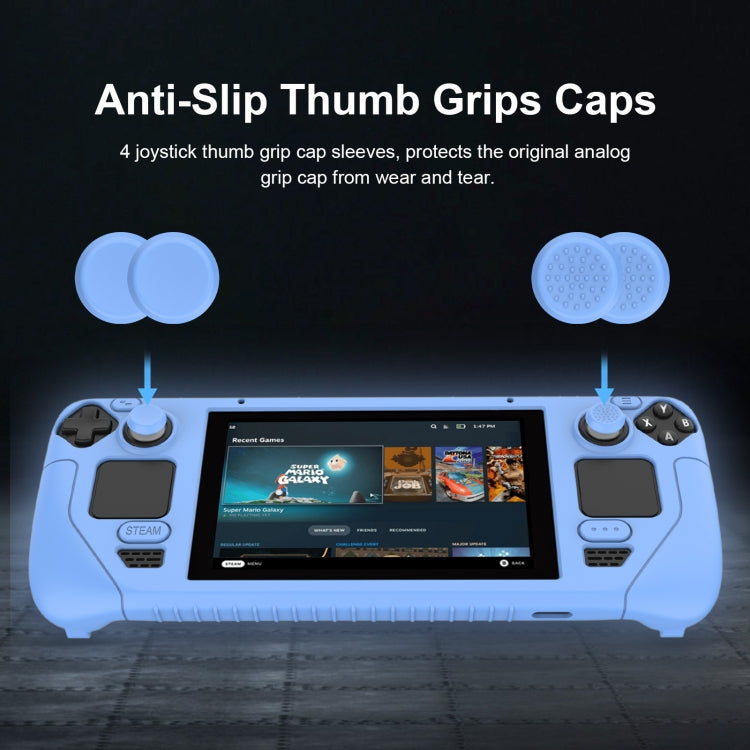For Steam Deck Game Controller Soft Silicone Protective Cover Case With 4pcs Key Cap(Luminous Green)