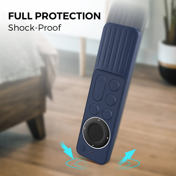 For Apple TV Siri Remote 2/3 AhaStyle PT166 Remote Controller Silicone Protective Case Striped Non-Slip Anti-Drop Cover(Black)