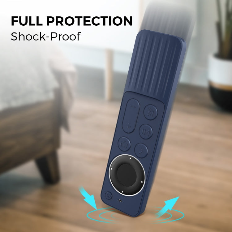 For Apple TV Siri Remote 2/3 AhaStyle PT166 Remote Controller Silicone Protective Case Striped Non-Slip Anti-Drop Cover(Black)