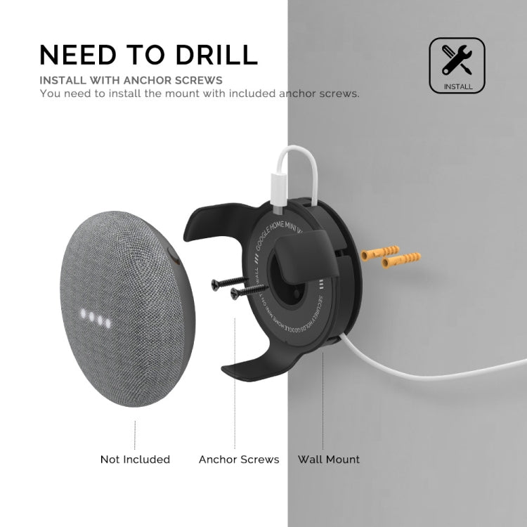 For Google Home Mini AhaStyle PT62 Wall Bracket Smart Speaker Bracket Black
