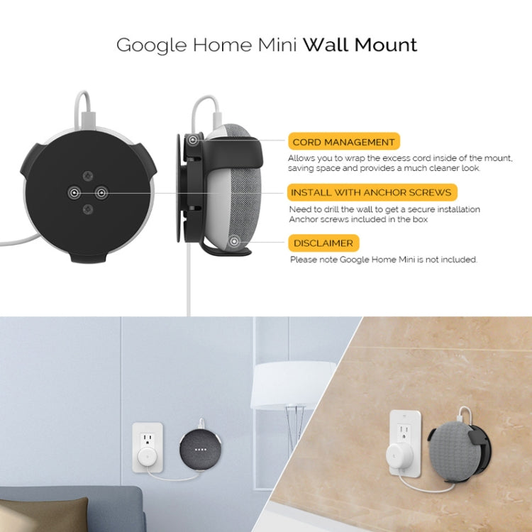 For Google Home Mini AhaStyle PT62 Wall Bracket Smart Speaker Bracket White