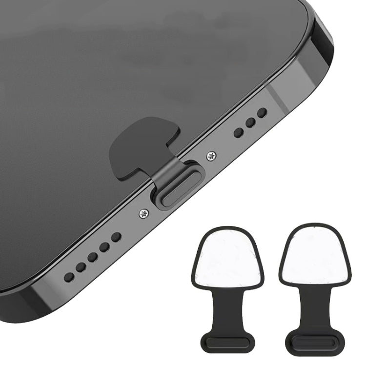 10pcs USB-C/Type-C  Mobile Phone Charging Port Silicone Anti-Dust Plug Back-adhesive Loss-proof Cover(Black)
