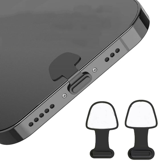 10pcs USB-C/Type-C  Mobile Phone Charging Port Silicone Anti-Dust Plug Back-adhesive Loss-proof Cover(Black)