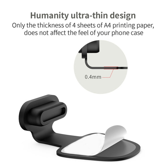 10pcs USB-C/Type-C  Mobile Phone Charging Port Silicone Anti-Dust Plug Back-adhesive Loss-proof Cover(Black)
