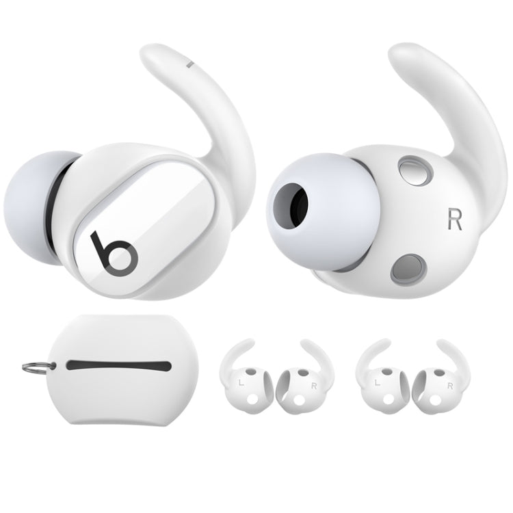For Beats Studio Buds AhaStyle PT172 Earphone Silicone Ear Caps, Style: Earcap x 3+Case (White)