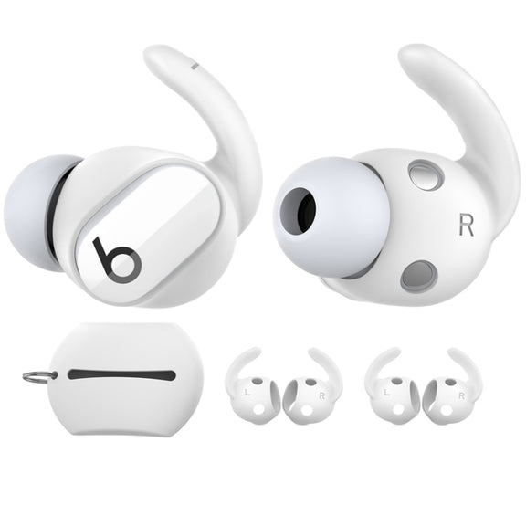 For Beats Studio Buds AhaStyle PT172 Earphone Silicone Ear Caps, Style: Earcap x 3+Case (White)