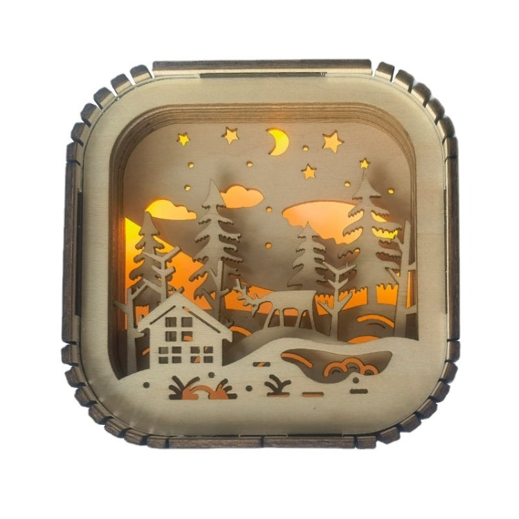 BT813X Solid Wood Ambient Light Wireless Bluetooth Speaker Home Night Light Wood Carving Pattern Audio(Wood Color)