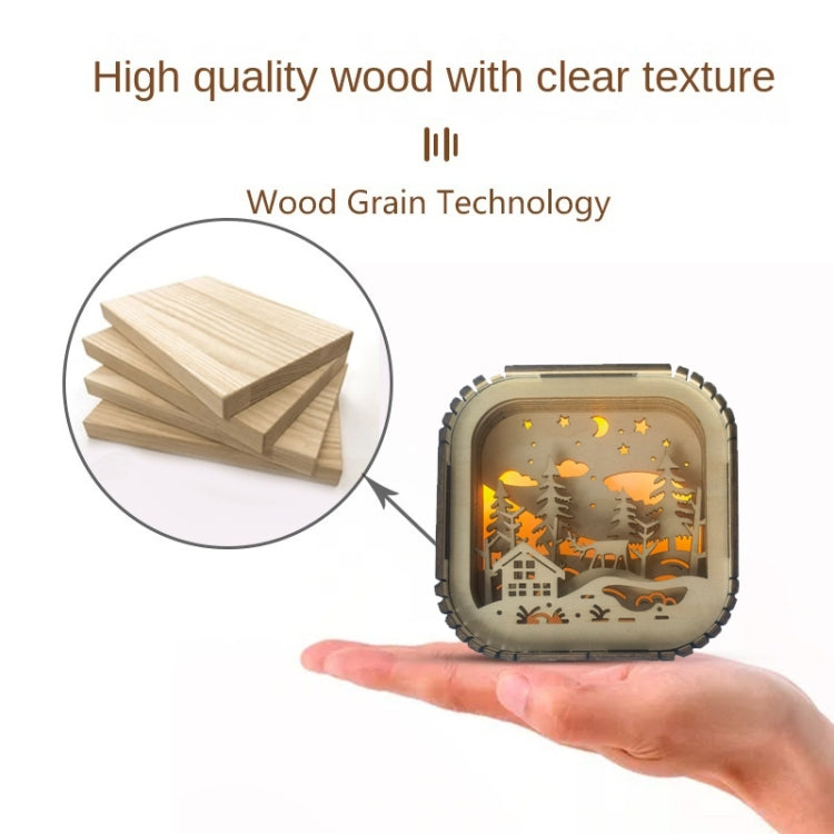 BT813X Solid Wood Ambient Light Wireless Bluetooth Speaker Home Night Light Wood Carving Pattern Audio(Wood Color)