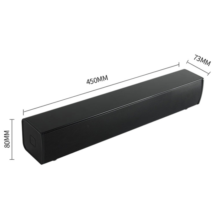 BT809S Desktop Long Gaming Bluetooth Speaker Computer USB Plug-in Intelligent Ambient Light Audio(Black)