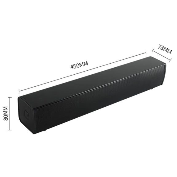 BT809S Desktop Long Gaming Bluetooth Speaker Computer USB Plug-in Intelligent Ambient Light Audio(Black)