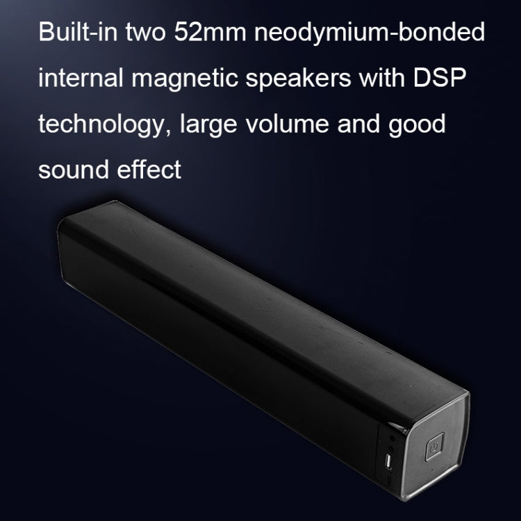 BT809S Desktop Long Gaming Bluetooth Speaker Computer USB Plug-in Intelligent Ambient Light Audio(Black)