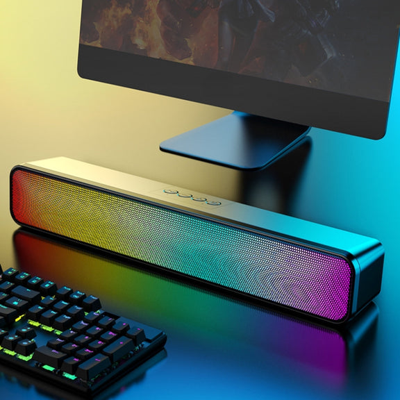 E-3562 Desktop Long Strip Multifunctional RGB Colorful Light Bluetooth Wireless Speaker(Black)