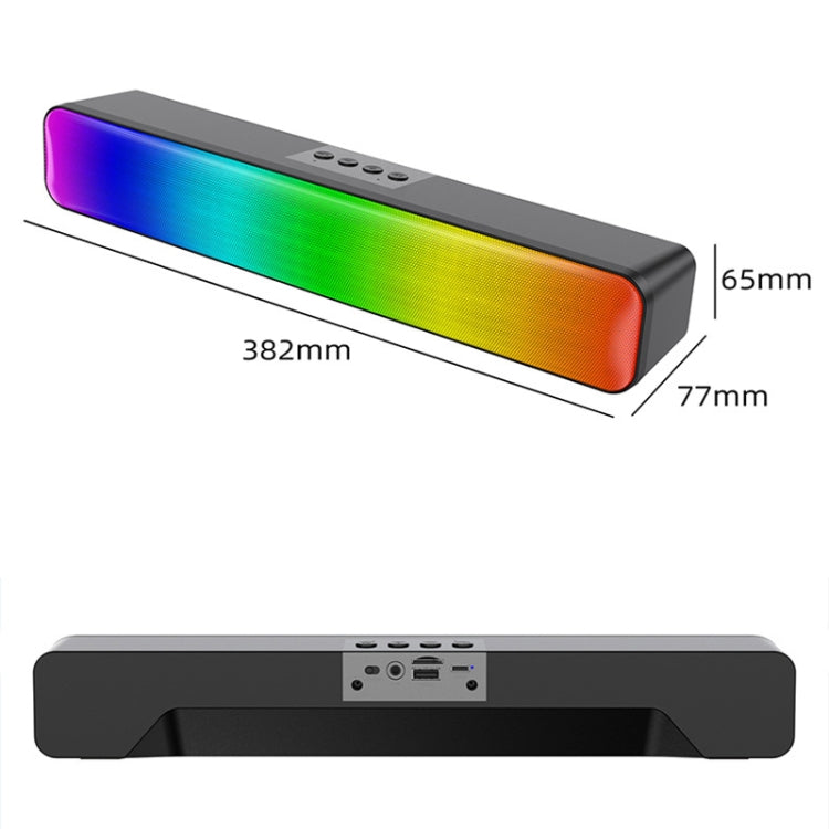 E-3562 Desktop Long Strip Multifunctional RGB Colorful Light Bluetooth Wireless Speaker(Black)