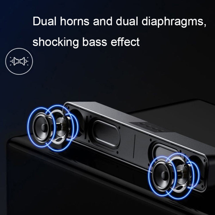 E-3562 Desktop Long Strip Multifunctional RGB Colorful Light Bluetooth Wireless Speaker(Black)