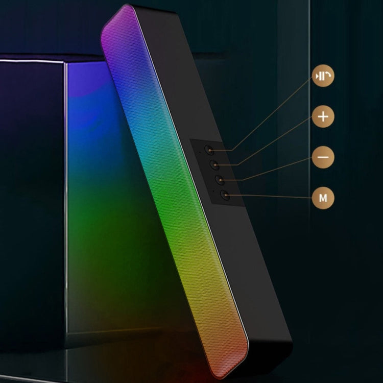 E-3562 Desktop Long Strip Multifunctional RGB Colorful Light Bluetooth Wireless Speaker(Black)