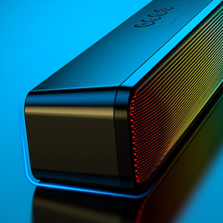 E-3562 Desktop Long Strip Multifunctional RGB Colorful Light Bluetooth Wireless Speaker(Black)