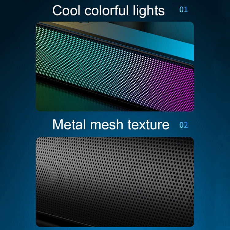 E-3562 Desktop Long Strip Multifunctional RGB Colorful Light Bluetooth Wireless Speaker(Black)