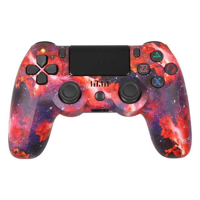 For PS4 Wireless Bluetooth Game Controller With Light Strip Dual Vibration Game Handle(Star Red)