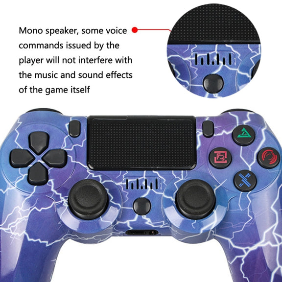 For PS4 Wireless Bluetooth Game Controller With Light Strip Dual Vibration Game Handle(Fire Ghost)
