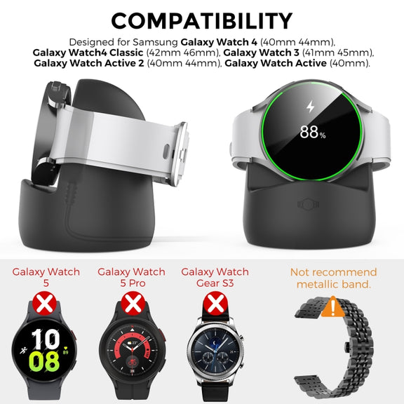AhaStyle PT181 Watch Silicone Charging Stand For Galaxy Watch 3 / 4 / Active / Active 2(Black)