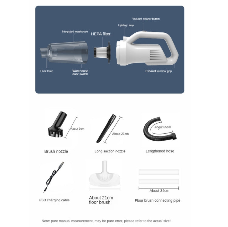SUITU  ST-6101 120W 35500rpm Cordless Car Vacuum Cleaner,Spec: Basic 2 Section 7.4V