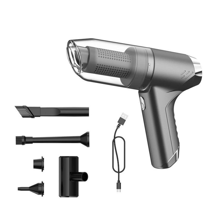 SUITU ST-6671 Wireless Car Vacuum Cleaner Small Handheld Blowing and Suction Dual Use, Style: Brushless Silver Gray+Floor Brush