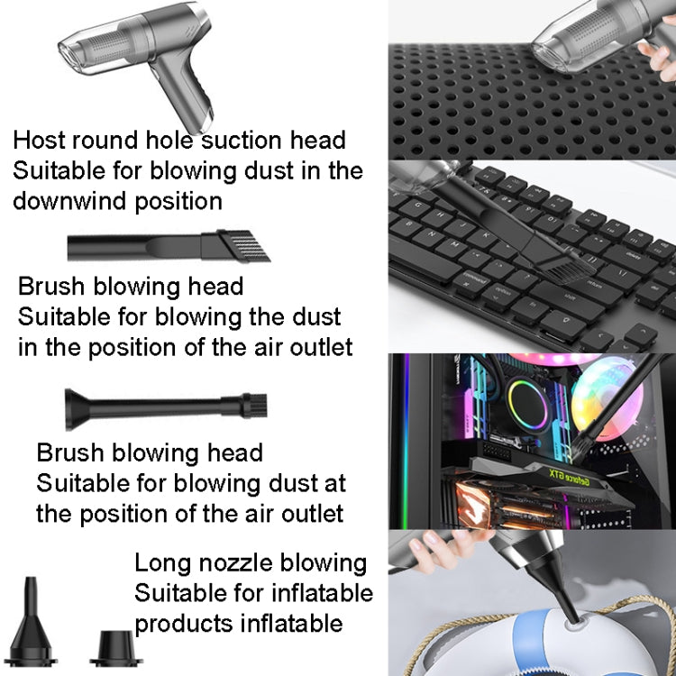 SUITU ST-6671 Wireless Car Vacuum Cleaner Small Handheld Blowing and Suction Dual Use, Style: Basic Model Black+Floor Brush