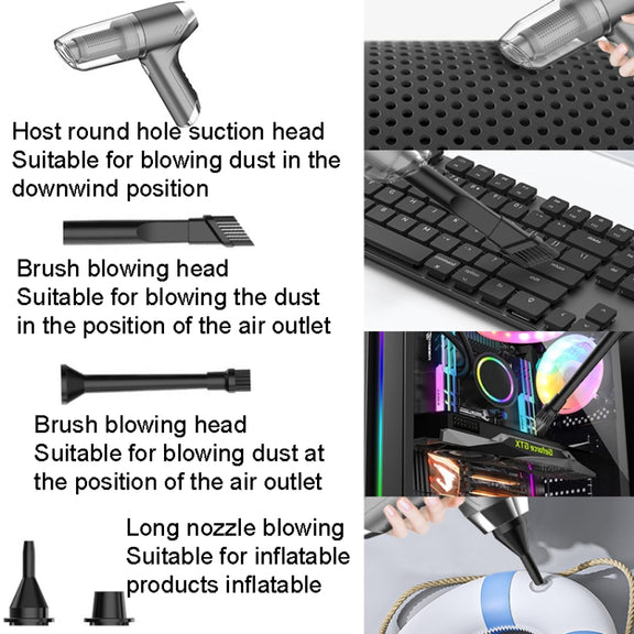 SUITU ST-6671 Wireless Car Vacuum Cleaner Small Handheld Blowing and Suction Dual Use, Style: Basic Model Black+Floor Brush