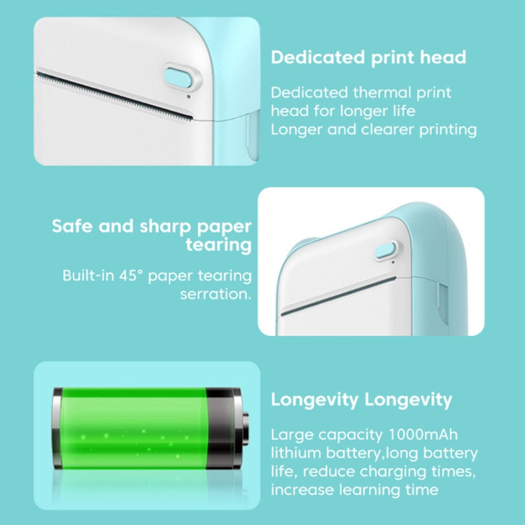 A31 Bluetooth Handheld Portable Self-adhesive Thermal Printer, Color: Blue+5 Rolls Printer Paper
