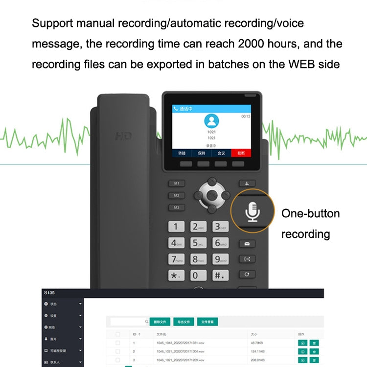 S135 PSTN+SIP Dual Mode Recording Smart Phone 6 Ways VOIP Network Phone IP Phone