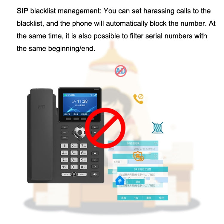 S135 PSTN+SIP Dual Mode Recording Smart Phone 6 Ways VOIP Network Phone IP Phone