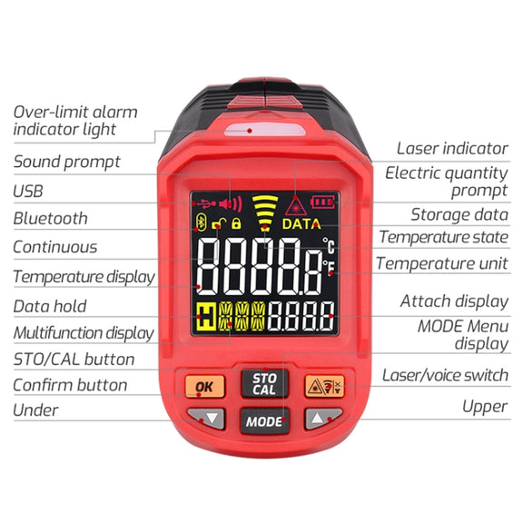 TASI TA603E -32-2200 degrees Celsius Color Screen Infrared Thermometer Industrial Electronic Thermometer
