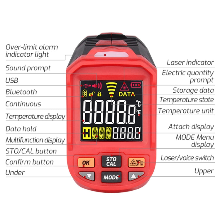 TASI TA603A -32-1080 degrees Celsius Color Screen Infrared Thermometer Industrial Electronic Thermometer